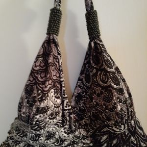 Halter top black and white dress